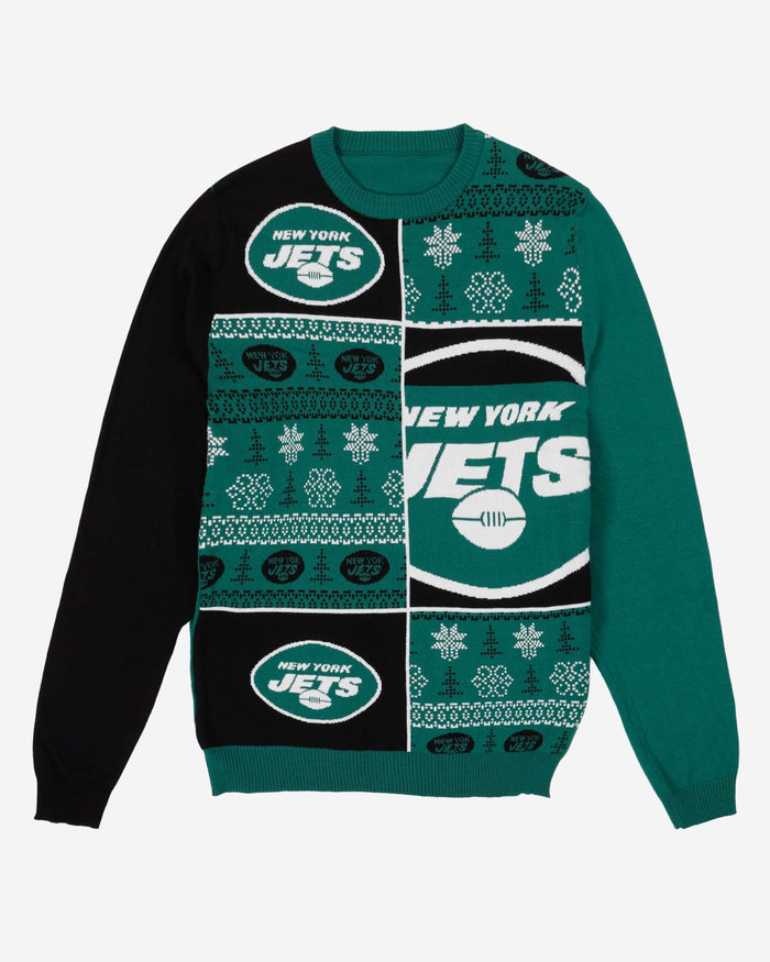 New York Jets Busy Block Snowfall Sweater FOCO - FOCO.com