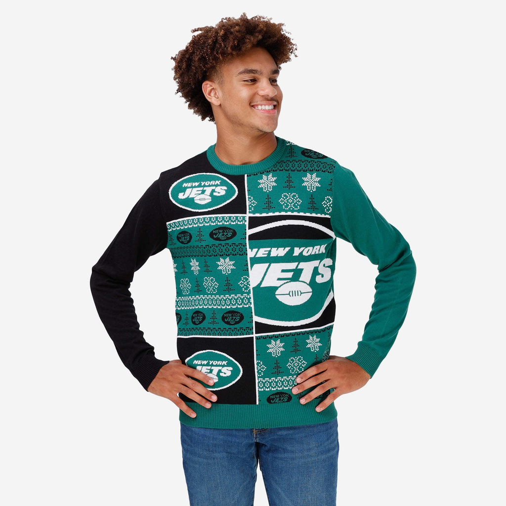 New York Jets Busy Block Snowfall Sweater FOCO S - FOCO.com