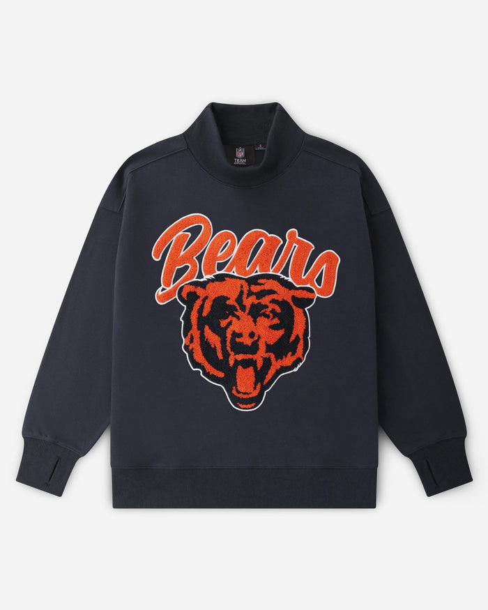 Chicago Bears Chenille Logo Oversized Mockneck Sweatshirt FOCO S - FOCO.com