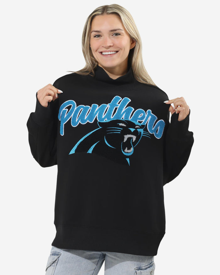 Carolina Panthers Chenille Logo Oversized Mockneck Sweatshirt FOCO S - FOCO.com