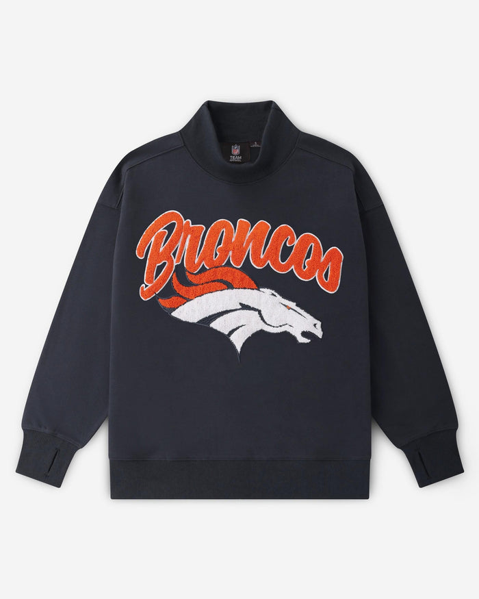 Denver Broncos Chenille Logo Oversized Mockneck Sweatshirt FOCO S - FOCO.com