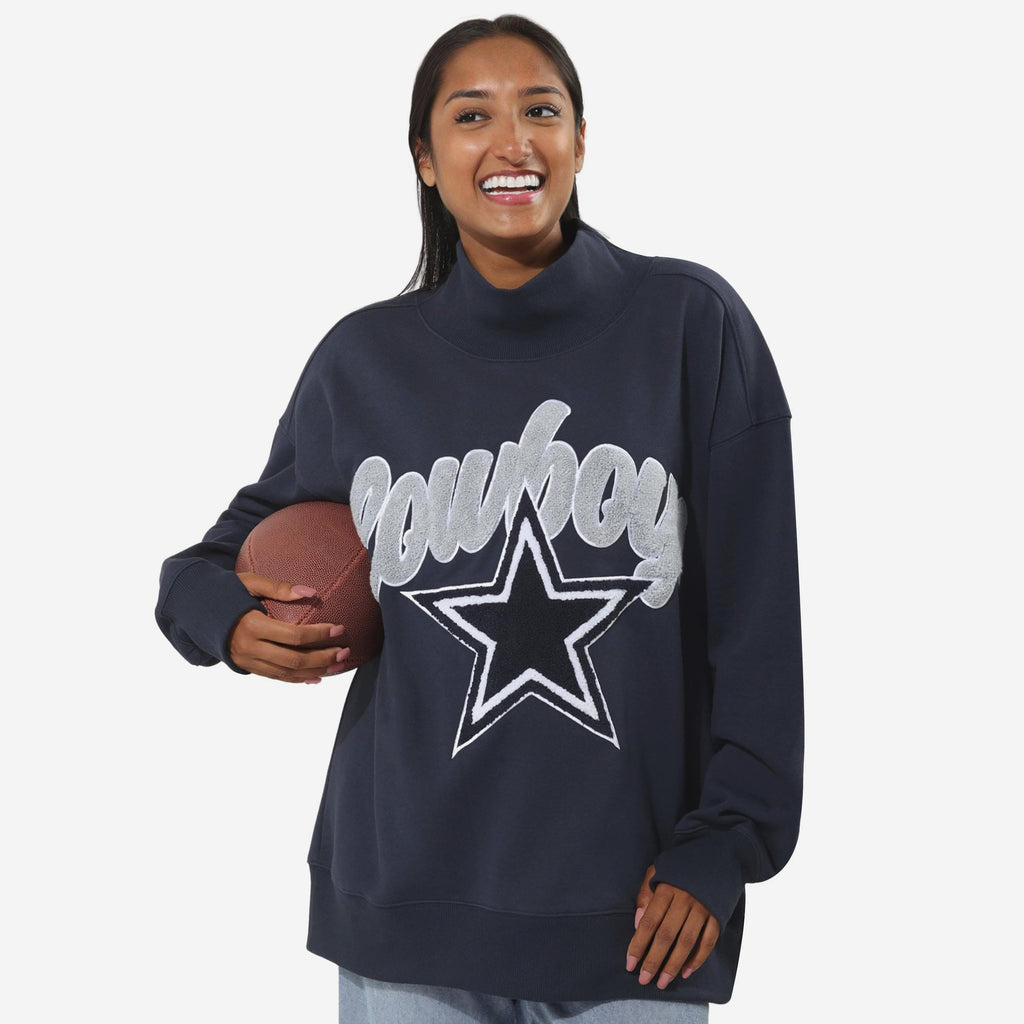 Dallas Cowboys Chenille Logo Oversized Mockneck Sweatshirt FOCO S - FOCO.com