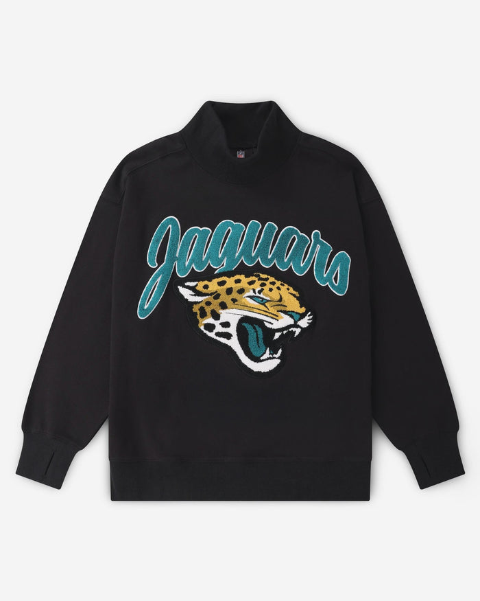 Jacksonville Jaguars Chenille Logo Oversized Mockneck Sweatshirt FOCO S - FOCO.com