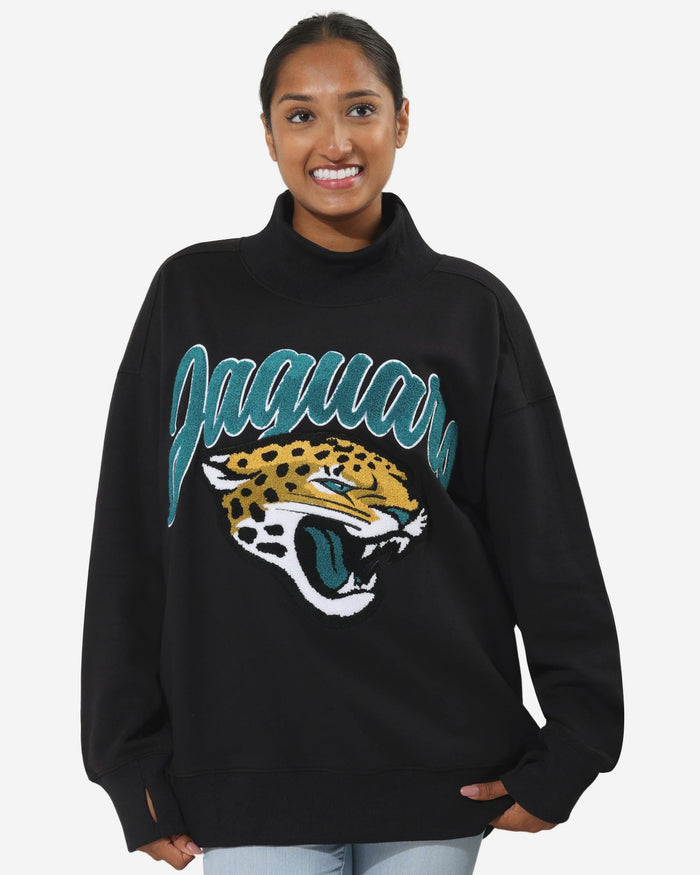 Jacksonville Jaguars Chenille Logo Oversized Mockneck Sweatshirt FOCO S - FOCO.com