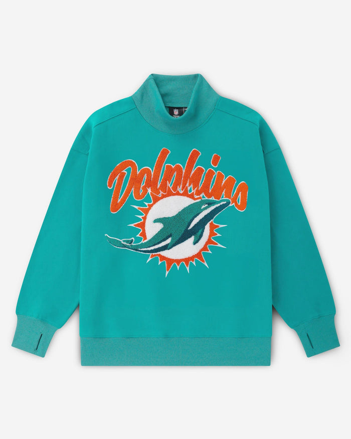 Miami Dolphins Chenille Logo Oversized Mockneck Sweatshirt FOCO S - FOCO.com