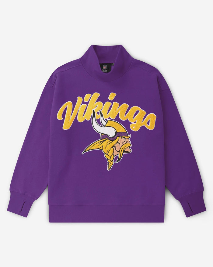 Minnesota Vikings Chenille Logo Oversized Mockneck Sweatshirt FOCO S - FOCO.com