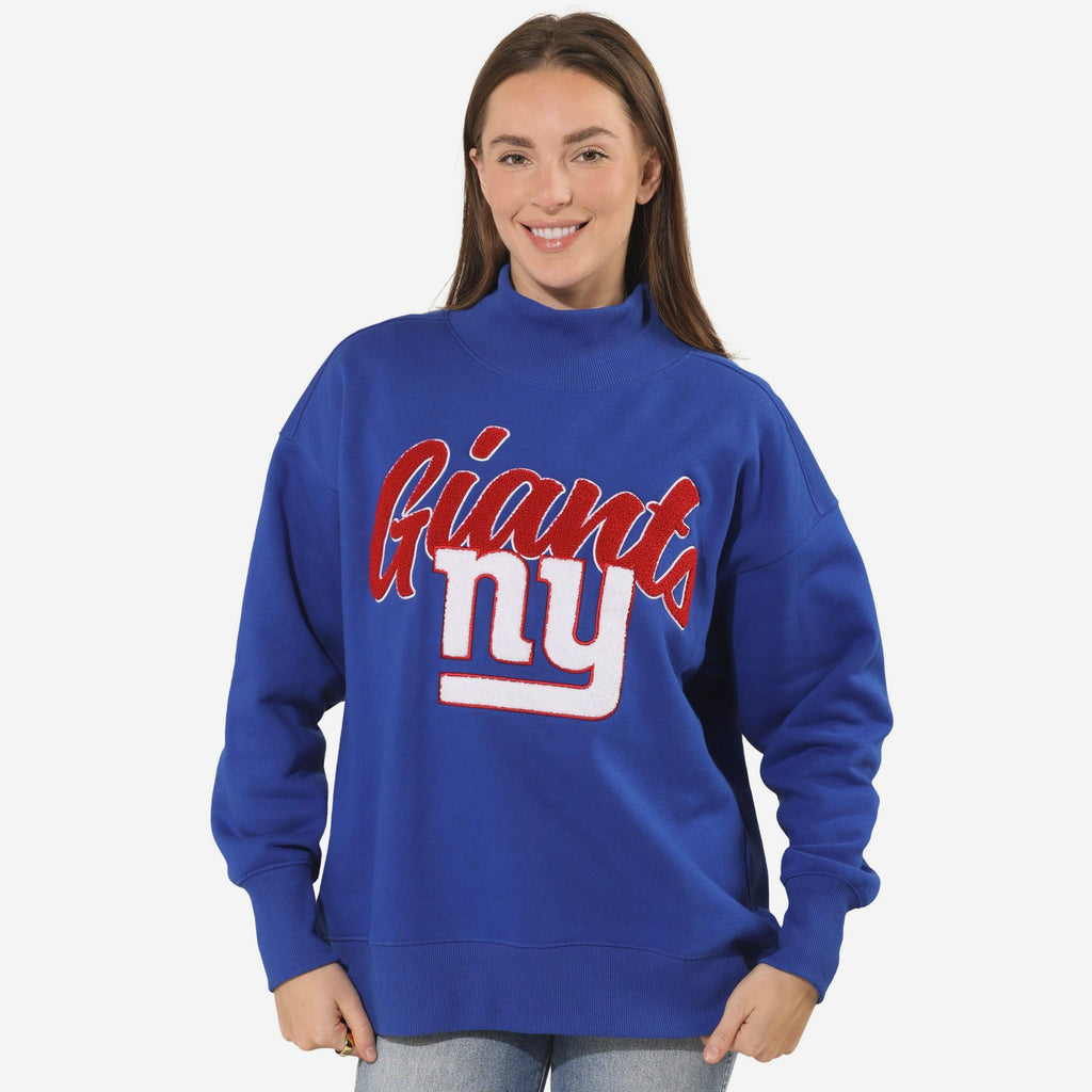 New York Giants Womens Chenille Oversized Mockneck Sweatshirt FOCO S - FOCO.com