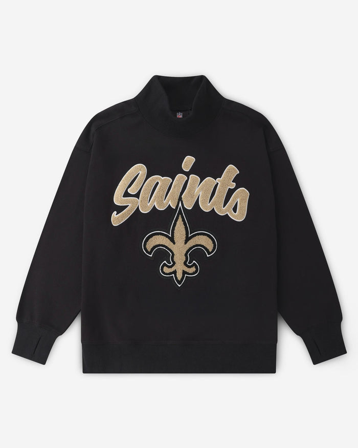 New Orleans Saints Chenille Logo Oversized Mockneck Sweatshirt FOCO S - FOCO.com