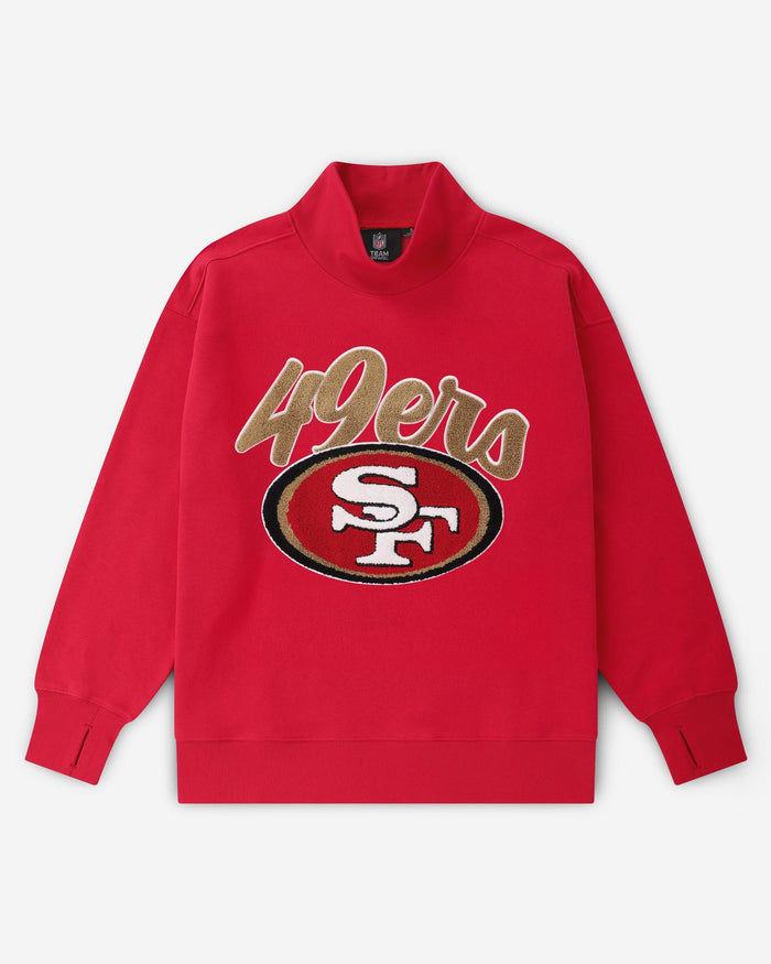 San Francisco 49ers Chenille Logo Oversized Mockneck Sweatshirt FOCO S - FOCO.com