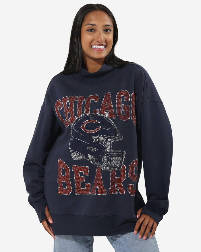 Chicago Bears Rhinestone Logo Mock Neck Oversized Sweater FOCO S - FOCO.com