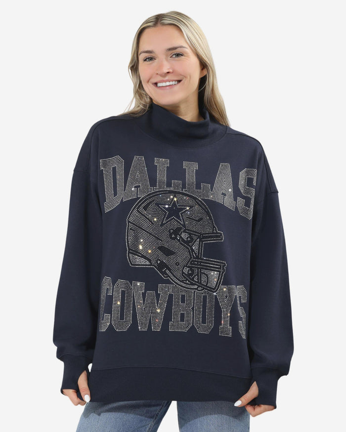 Dallas Cowboys Rhinestone Logo Mock Neck Oversized Sweater FOCO S - FOCO.com