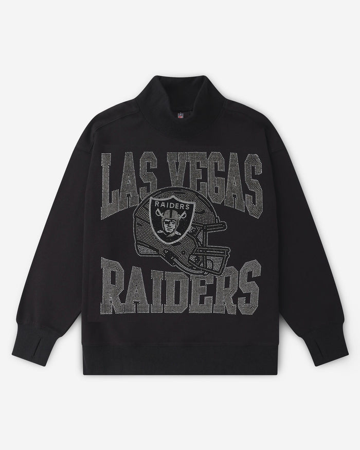 Las Vegas Raiders Rhinestone Logo Mock Neck Oversized Sweater FOCO S - FOCO.com
