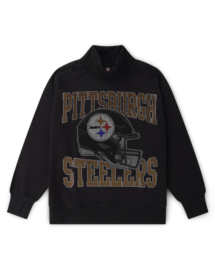Pittsburgh Steelers Rhinestone Logo Mock Neck Oversized Sweater FOCO S - FOCO.com