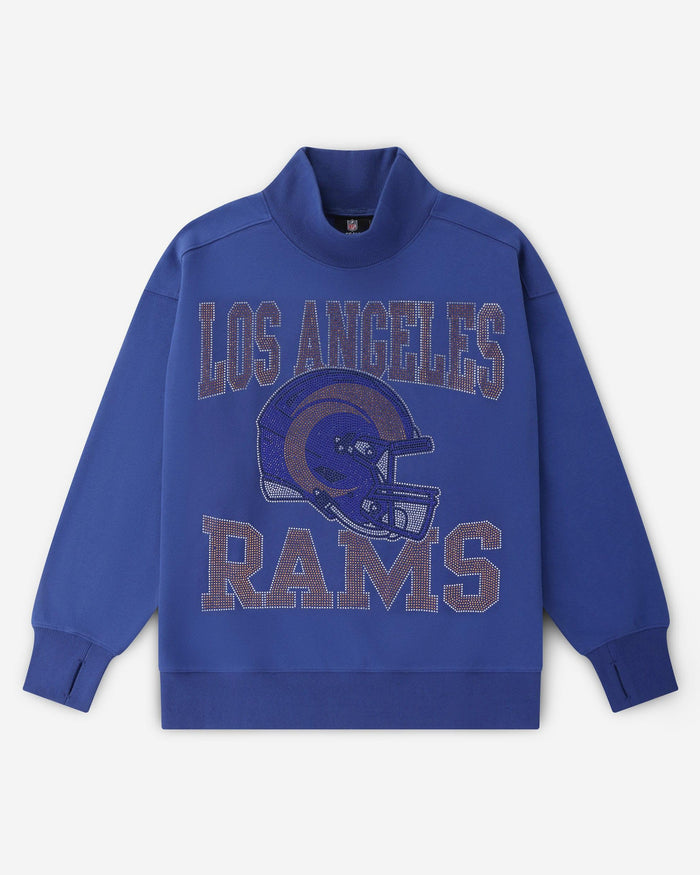 Los Angeles Rams Rhinestone Logo Mock Neck Oversized Sweater FOCO S - FOCO.com