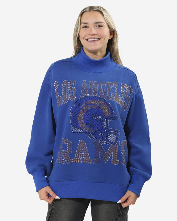 Los Angeles Rams Rhinestone Logo Mock Neck Oversized Sweater FOCO S - FOCO.com