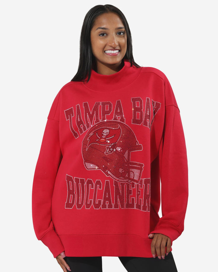 Tampa Bay Buccaneers Rhinestone Logo Mock Neck Oversized Sweater FOCO S - FOCO.com