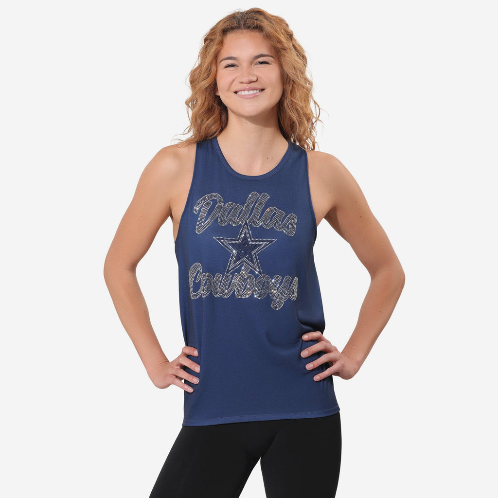 Dallas Cowboys Rhinestone Tie-Breaker Sleeveless Top FOCO S - FOCO.com