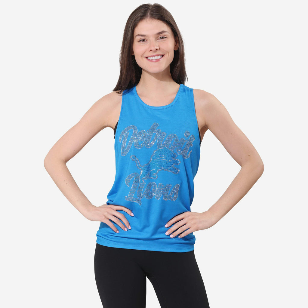 Detroit Lions Rhinestone Tie-Breaker Sleeveless Top