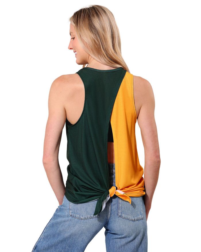 Green Bay Packers Rhinestone Tie-Breaker Sleeveless Top