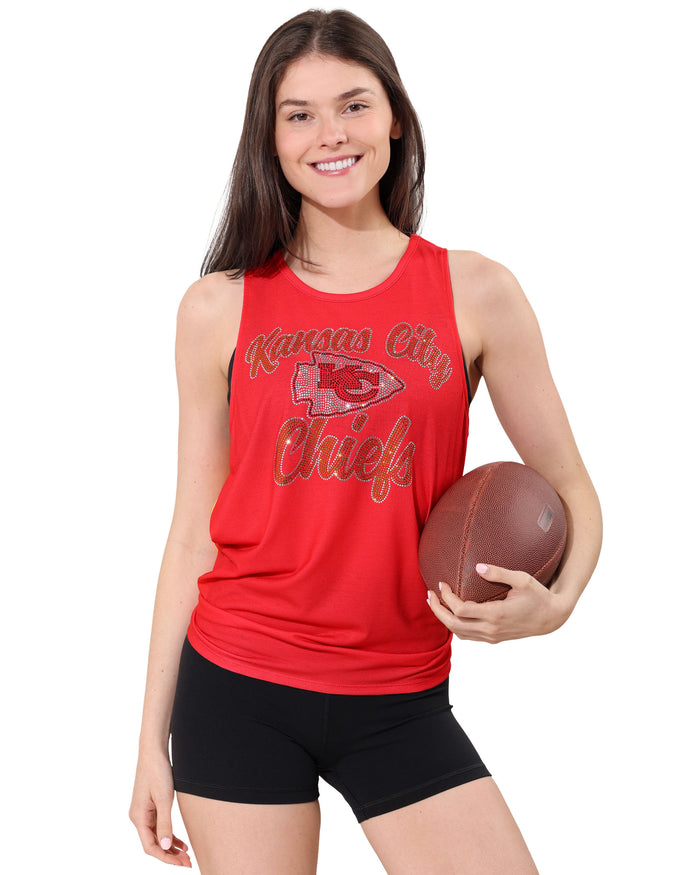 Kansas City Chiefs Rhinestone Tie-Breaker Sleeveless Top