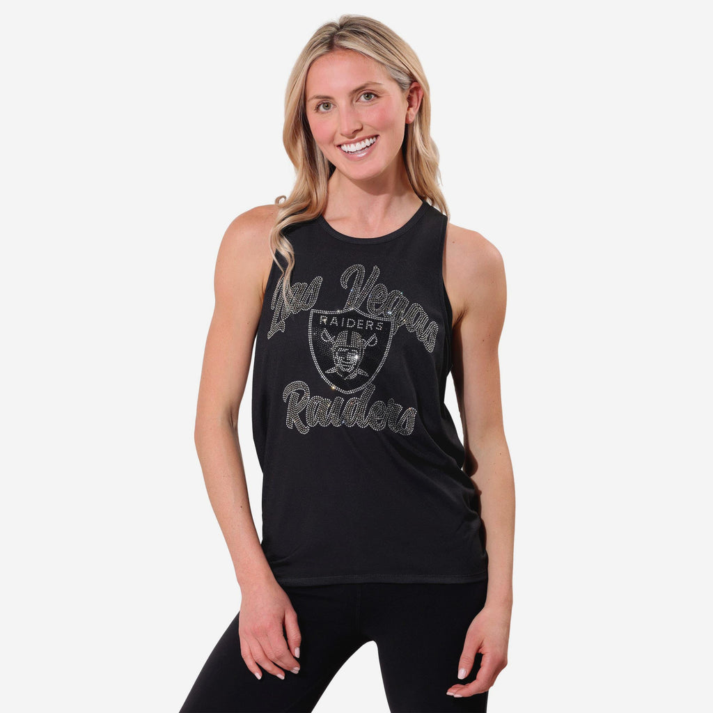 Las Vegas Raiders Rhinestone Tie-Breaker Sleeveless Top FOCO S - FOCO.com