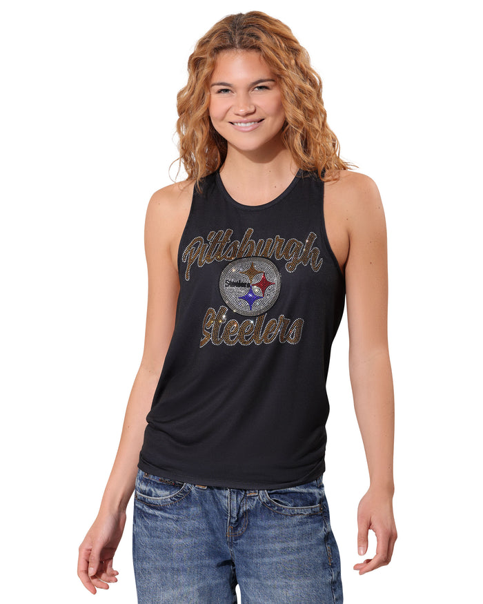 Pittsburgh Steelers Rhinestone Tie-Breaker Sleeveless Top