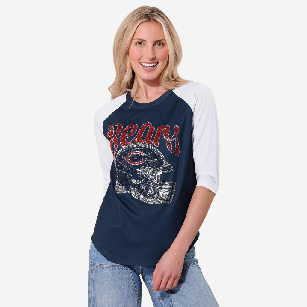 Chicago Bears Rhinestone Raglan T-Shirt FOCO S - FOCO.com