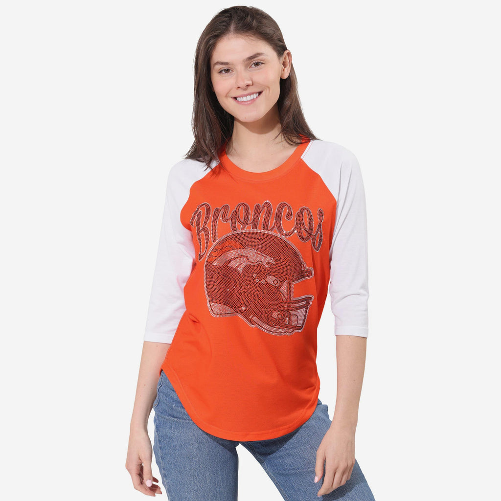 Denver Broncos Rhinestone Raglan T-Shirt FOCO S - FOCO.com