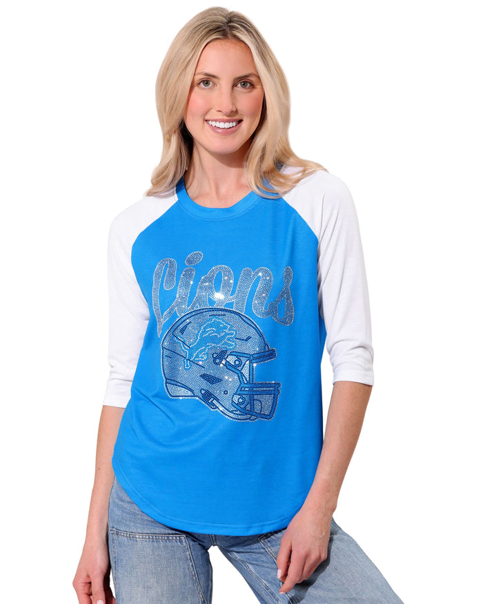 Detroit Lions Rhinestone Raglan T-Shirt FOCO S - FOCO.com