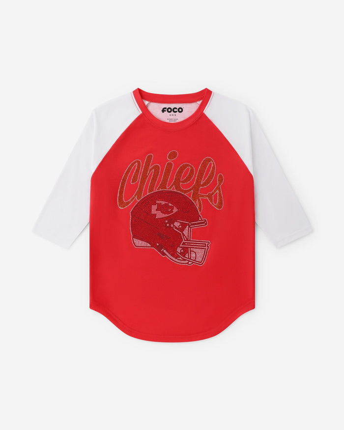 Kansas City Chiefs Rhinestone Raglan T-Shirt FOCO S - FOCO.com