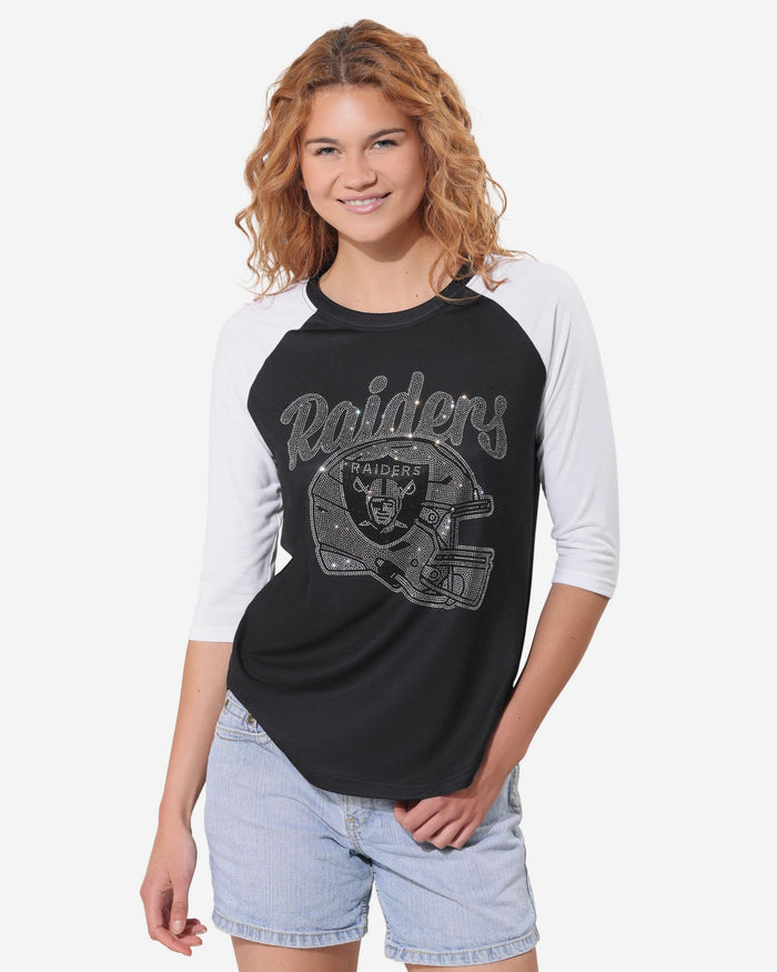 Las Vegas Raiders Rhinestone Raglan T-Shirt FOCO S - FOCO.com