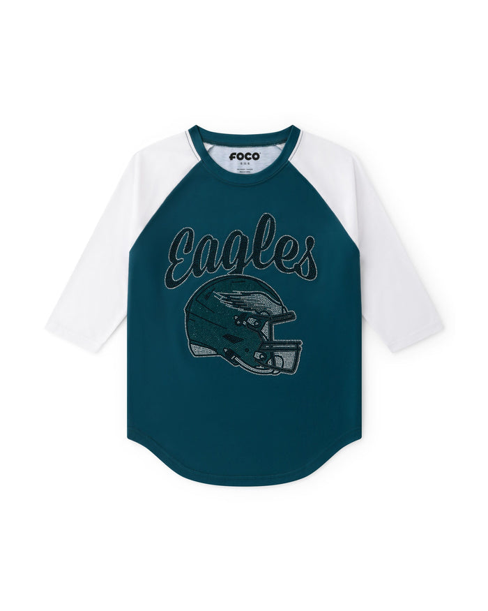 Philadelphia Eagles Rhinestone Raglan T-Shirt FOCO S - FOCO.com