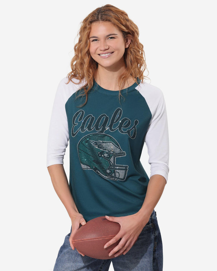 Philadelphia Eagles Rhinestone Raglan T-Shirt FOCO S - FOCO.com