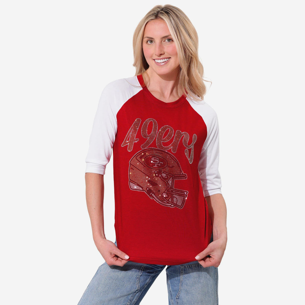 San Francisco 49ers Rhinestone Raglan T-Shirt FOCO S - FOCO.com