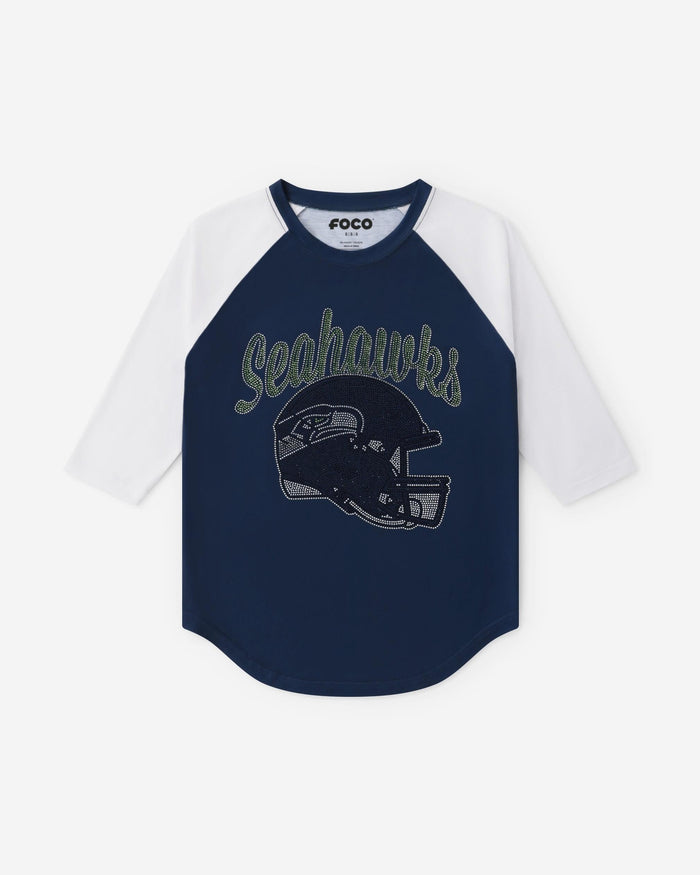 Seattle Seahawks Rhinestone Raglan T-Shirt FOCO S - FOCO.com