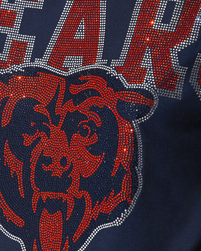 Chicago Bears Big Wordmark Rhinestone Crop Top FOCO S - FOCO.com