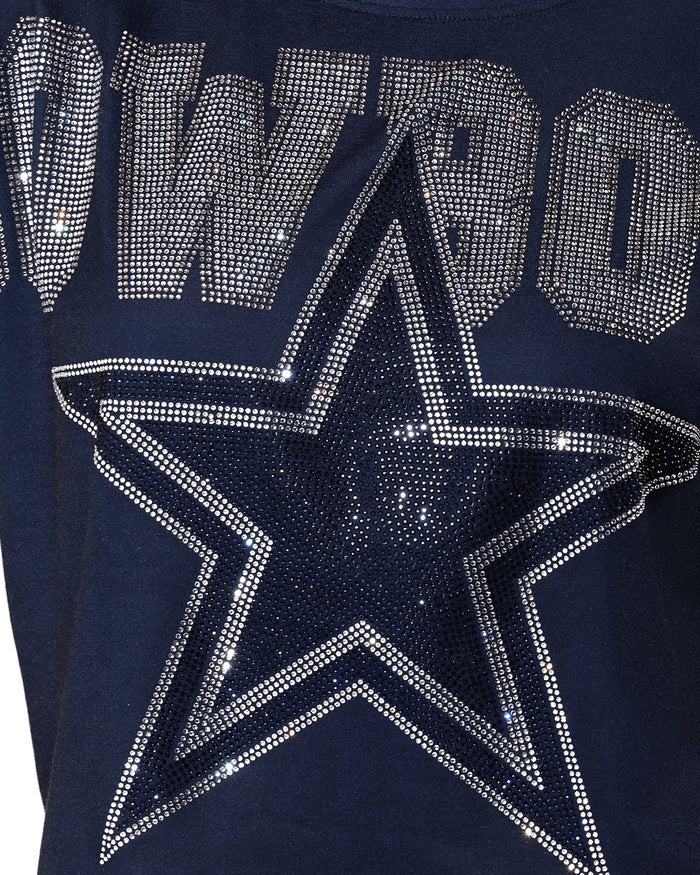 Dallas Cowboys Big Wordmark Rhinestone Crop Top FOCO S - FOCO.com