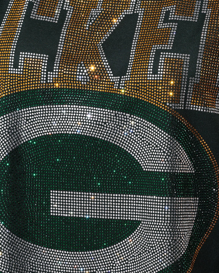 Green Bay Packers Big Wordmark Rhinestone Crop Top FOCO S - FOCO.com