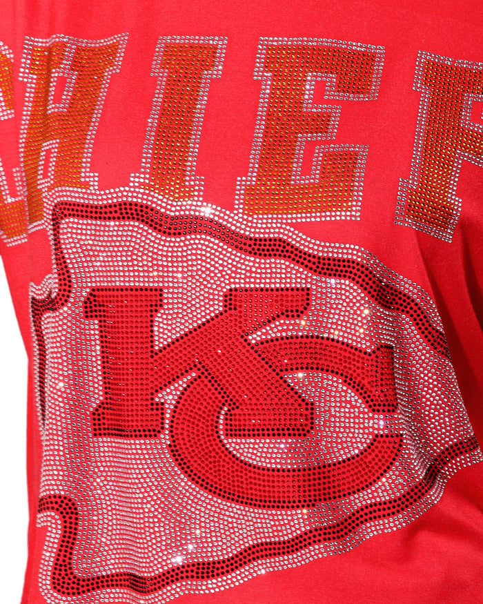 Kansas City Chiefs Big Wordmark Rhinestone Crop Top FOCO S - FOCO.com