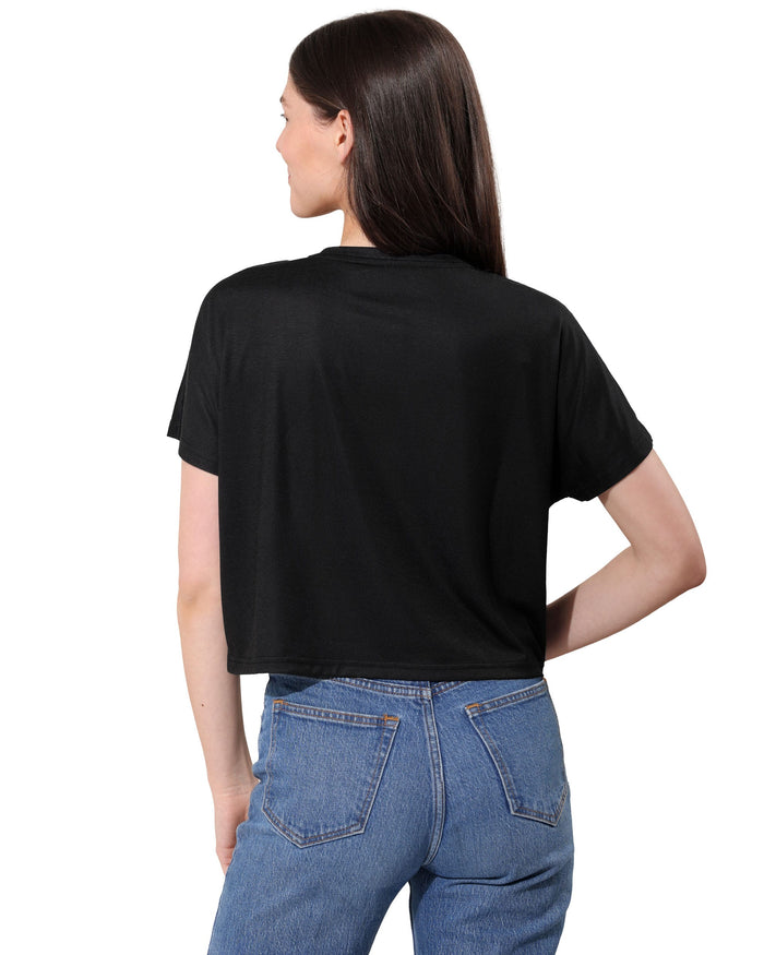 Las Vegas Raiders Big Wordmark Rhinestone Crop Top FOCO S - FOCO.com