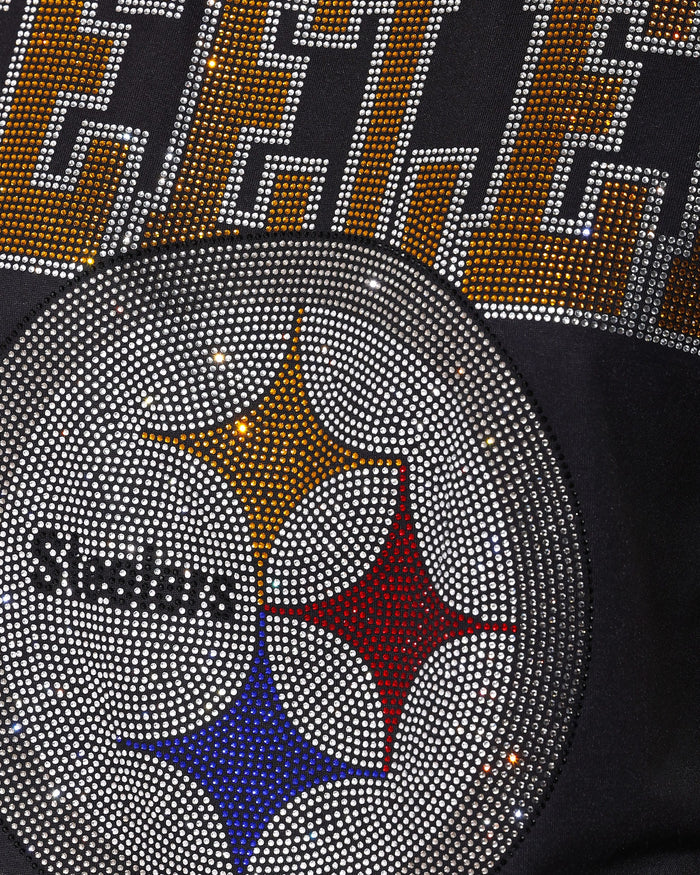 Pittsburgh Steelers Big Wordmark Rhinestone Crop Top FOCO S - FOCO.com