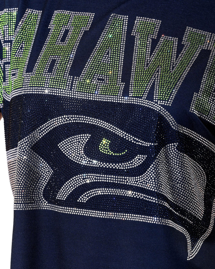 Seattle Seahawks Big Wordmark Rhinestone Crop Top FOCO S - FOCO.com