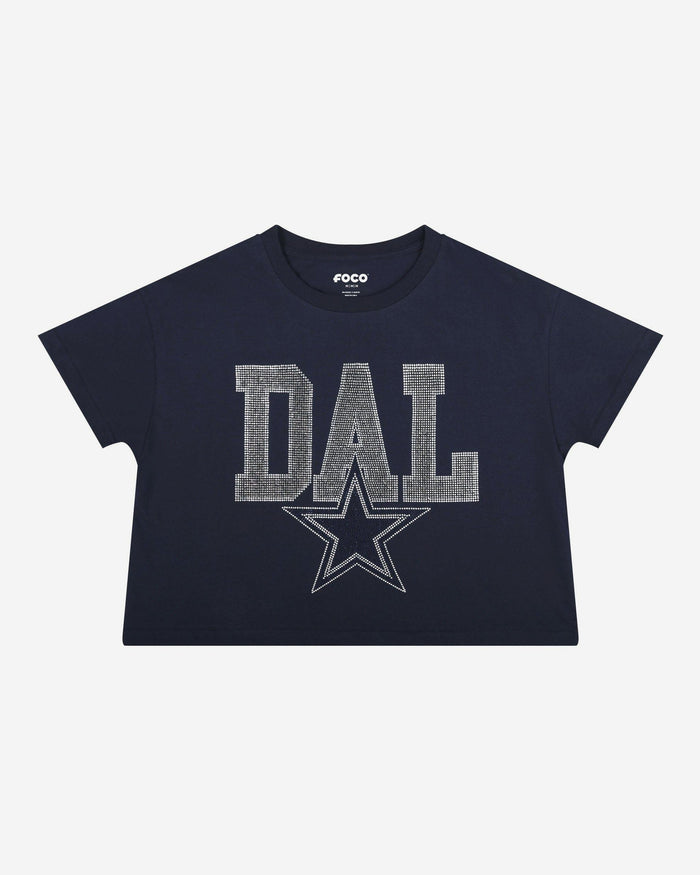 Dallas Cowboys Womens Rhinestone Logo Crop Top FOCO S - FOCO.com