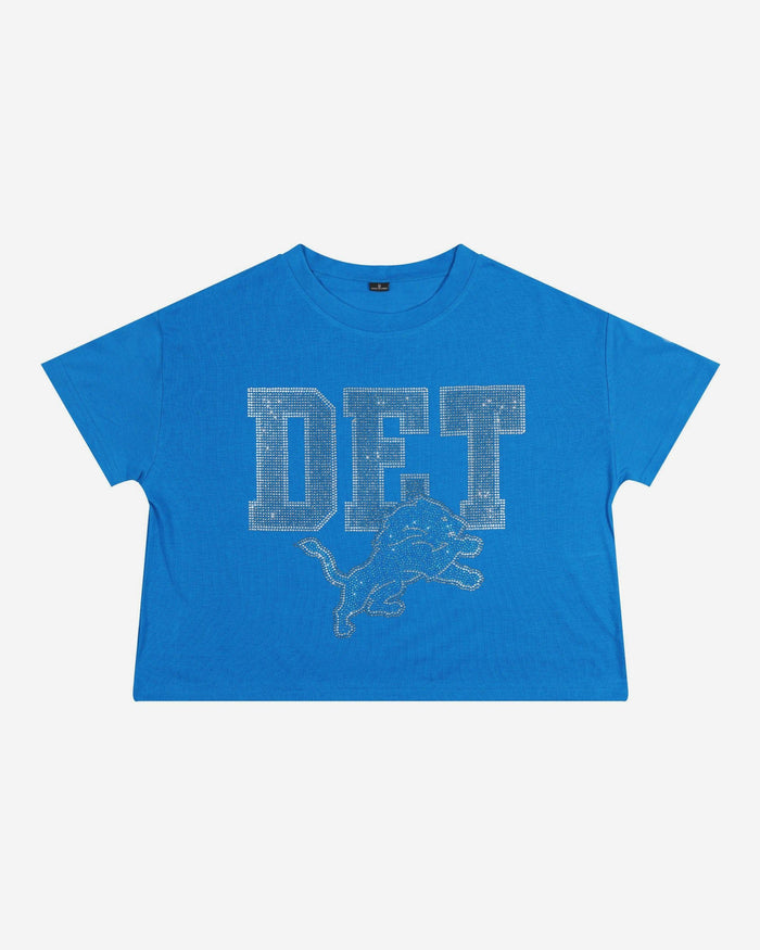 Detroit Lions Womens Rhinestone Logo Crop Top FOCO S - FOCO.com