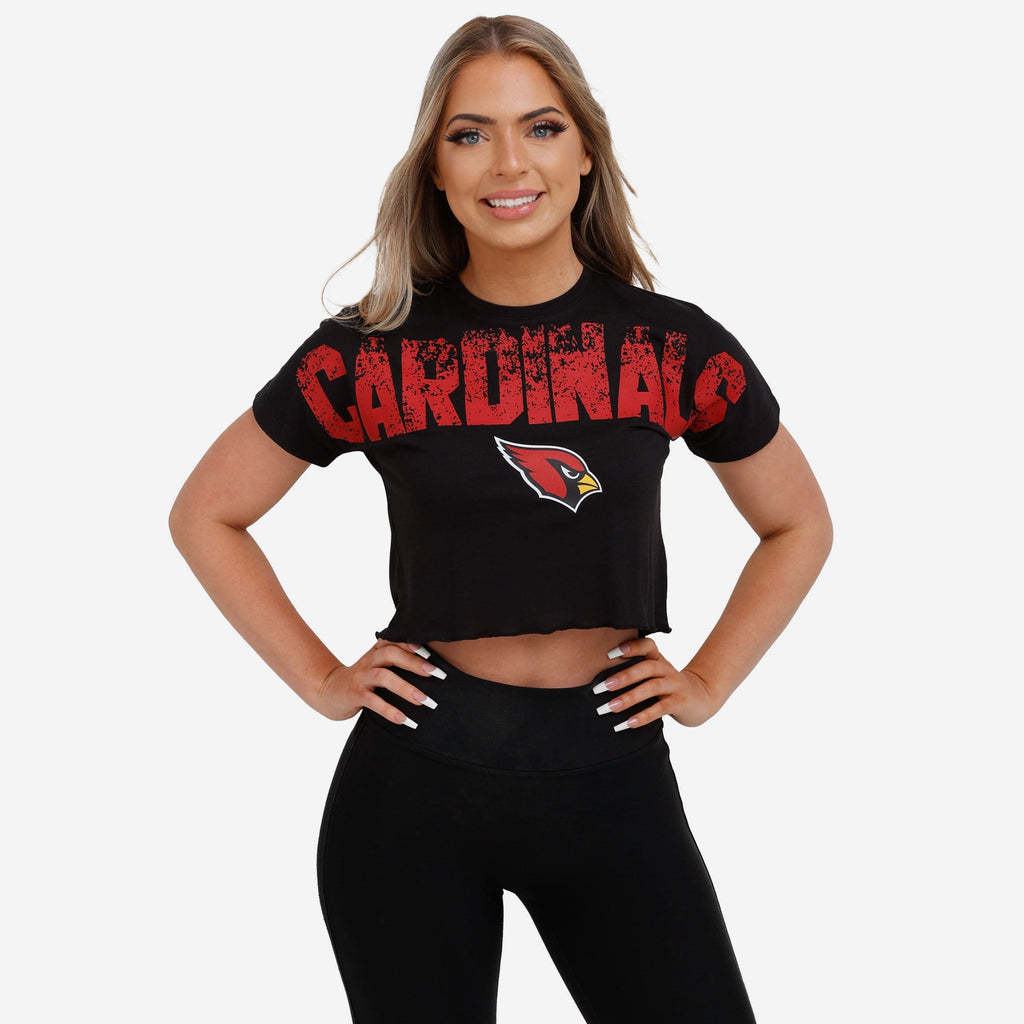 Arizona Cardinals Womens Distressed Wordmark Crop Top FOCO S - FOCO.com