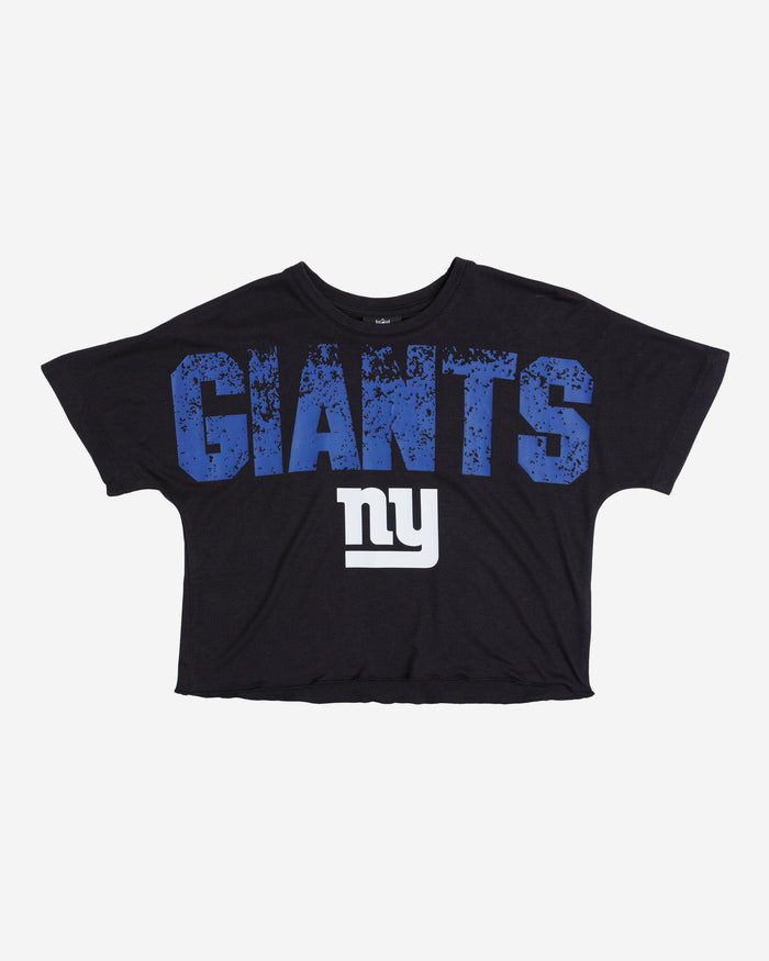 New York Giants Womens Distressed Wordmark Crop Top FOCO - FOCO.com