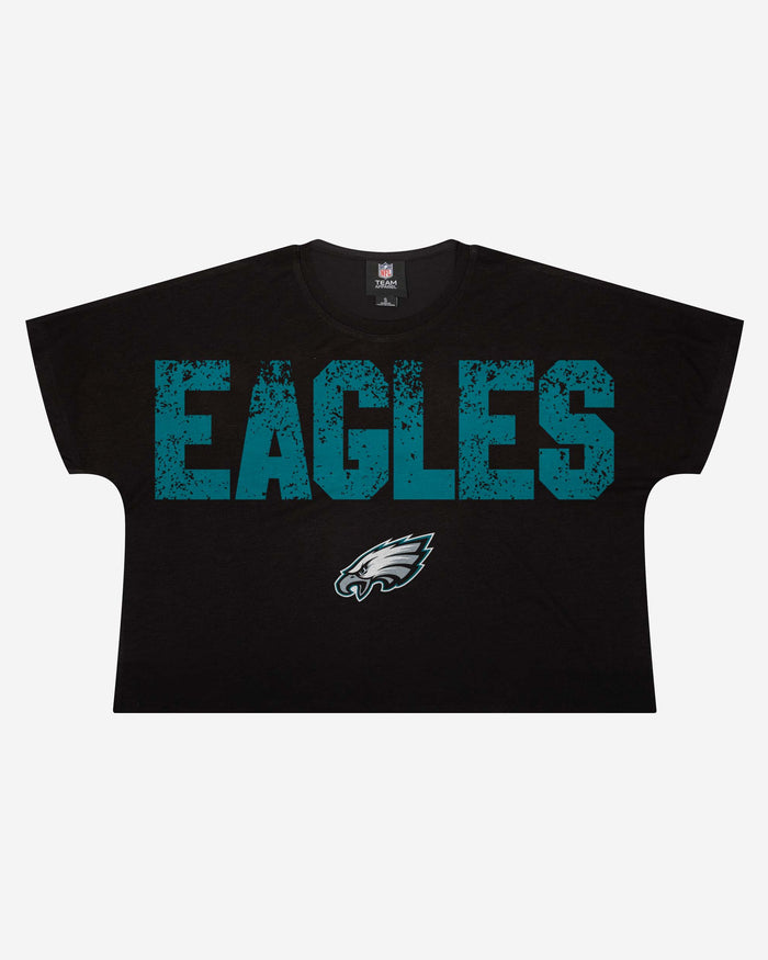 Philadelphia Eagles Womens Distressed Wordmark Crop Top FOCO - FOCO.com