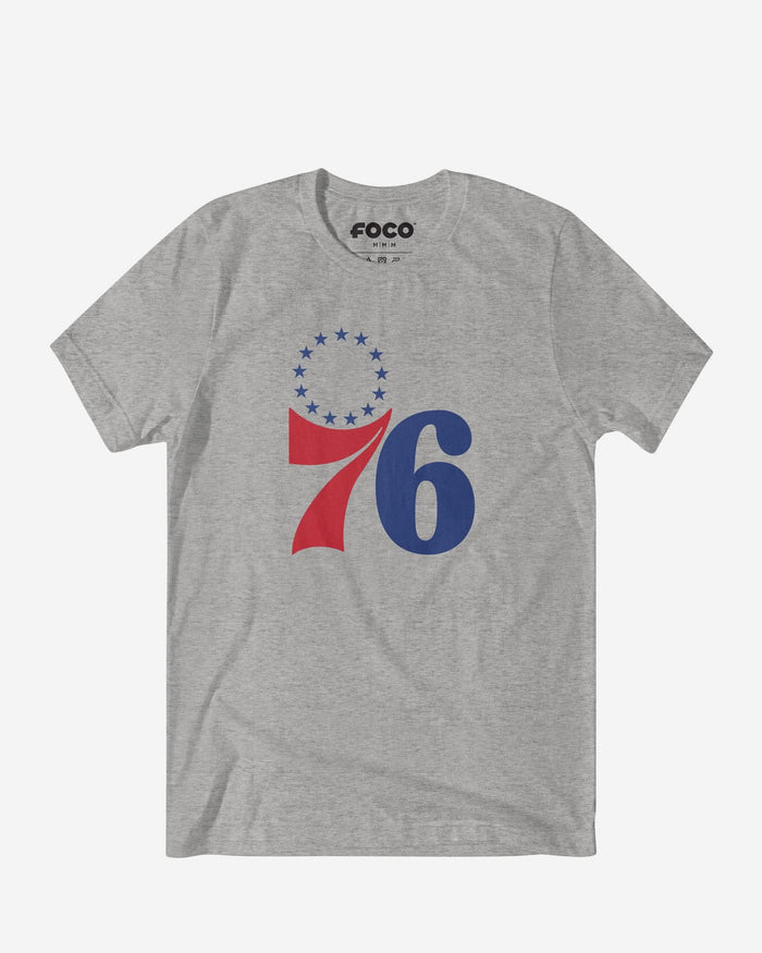 Philadelphia 76ers Primary Logo T-Shirt FOCO Athletic Heather S - FOCO.com