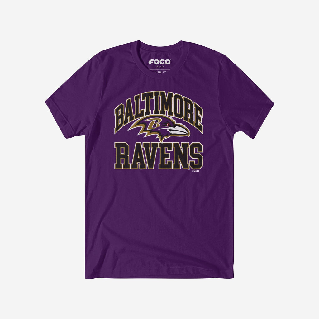 Baltimore Ravens Arched Wordmark T-Shirt FOCO Team Purple S - FOCO.com