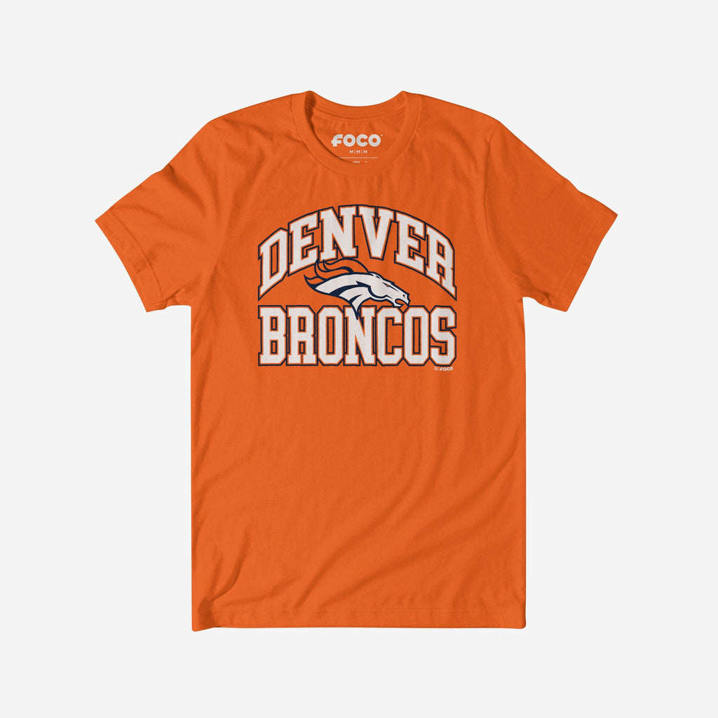 Denver Broncos Arched Wordmark T-Shirt FOCO Orange S - FOCO.com